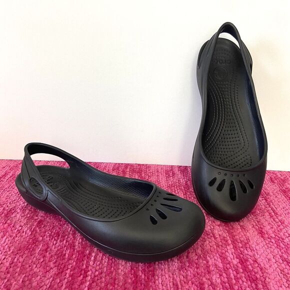Crocs Thea Slingback Flats Black Size 10 - Picture 1 of 10